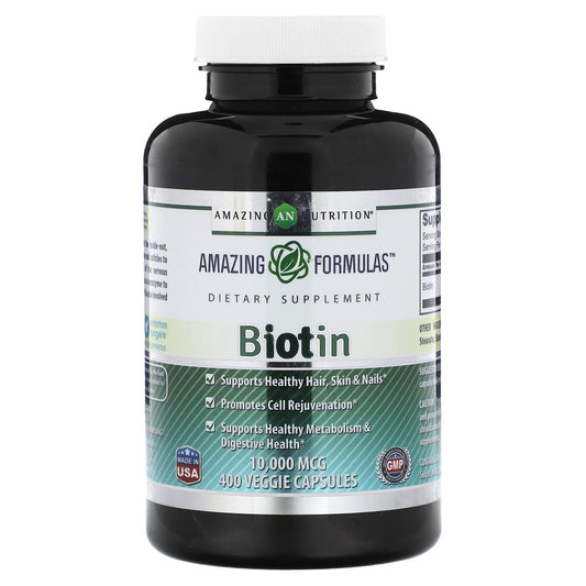 Biotin Hair Skin Nail Support - 400 Veggie Capsules - Image 1