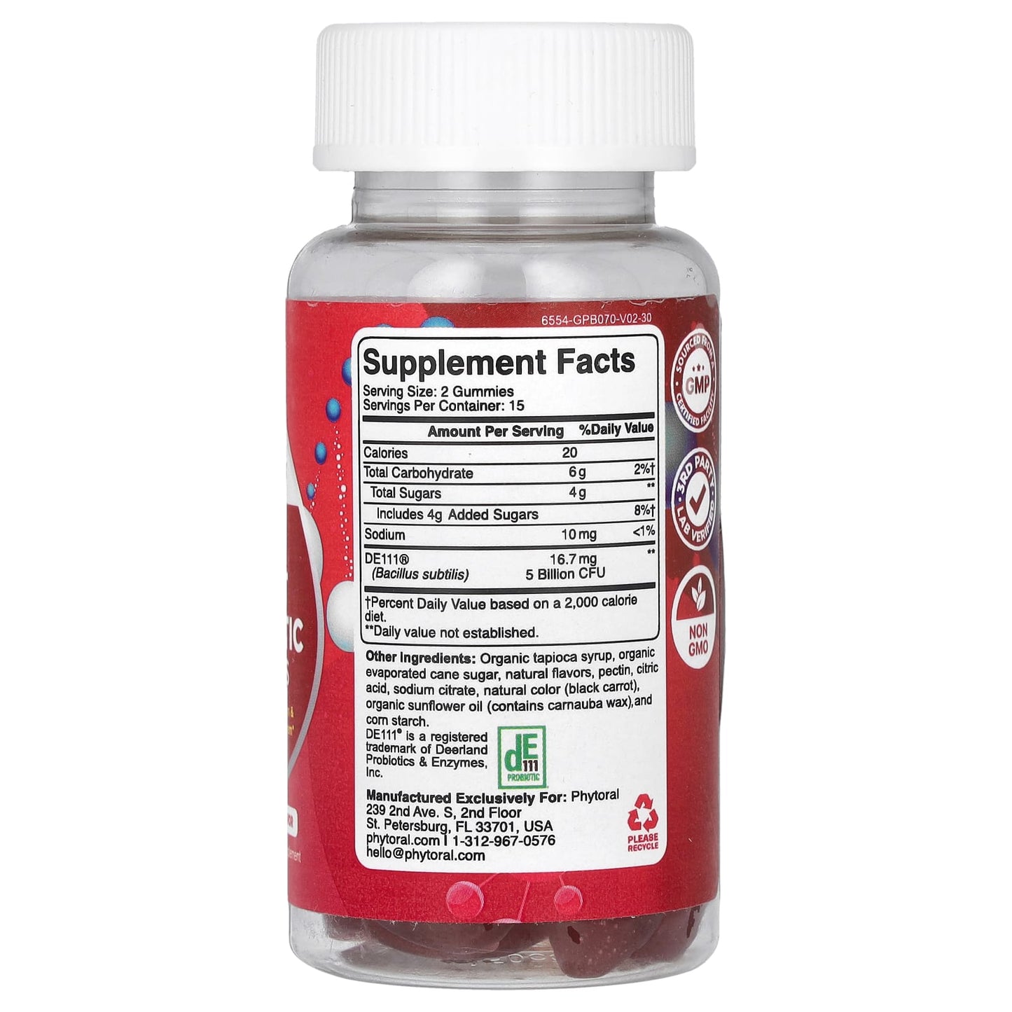 Phytoral, Adult Probiotic Gummies, Strawberry, 30 Gummies (8.35 mg (2.5 Billion CFU) per Gummy) - Image 2