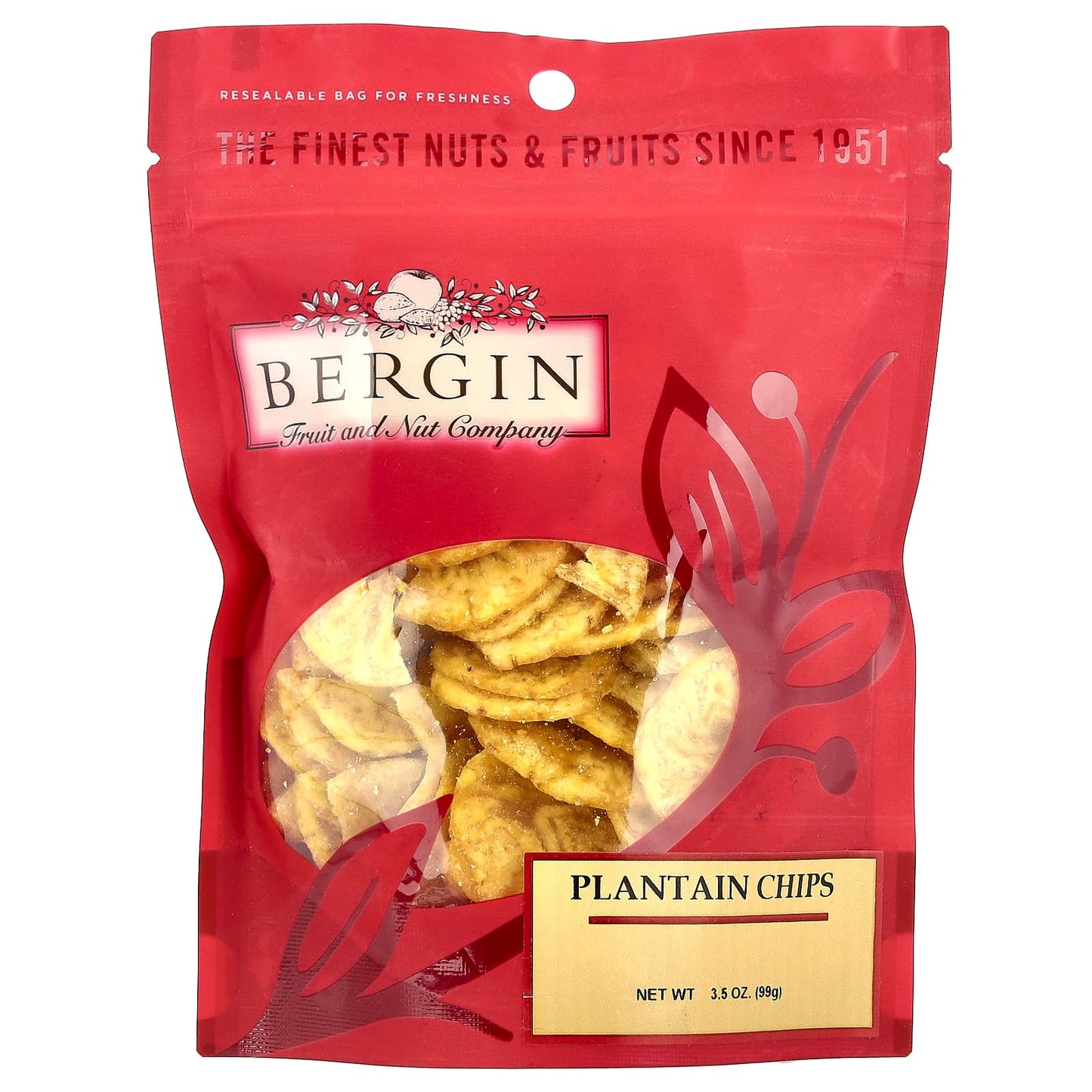 Bergin Plantain Chips, Healthy Snack, 3.5 oz (99 g) - Kosher - Image 1