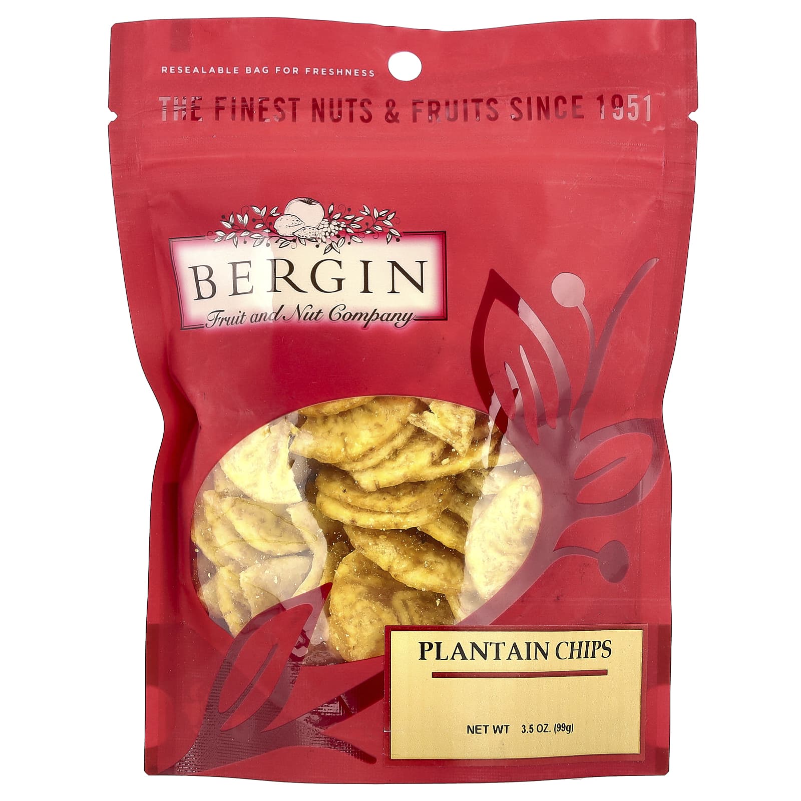 Bergin Plantain Chips, Healthy Snack, 3.5 oz (99 g) - Kosher - Image 1