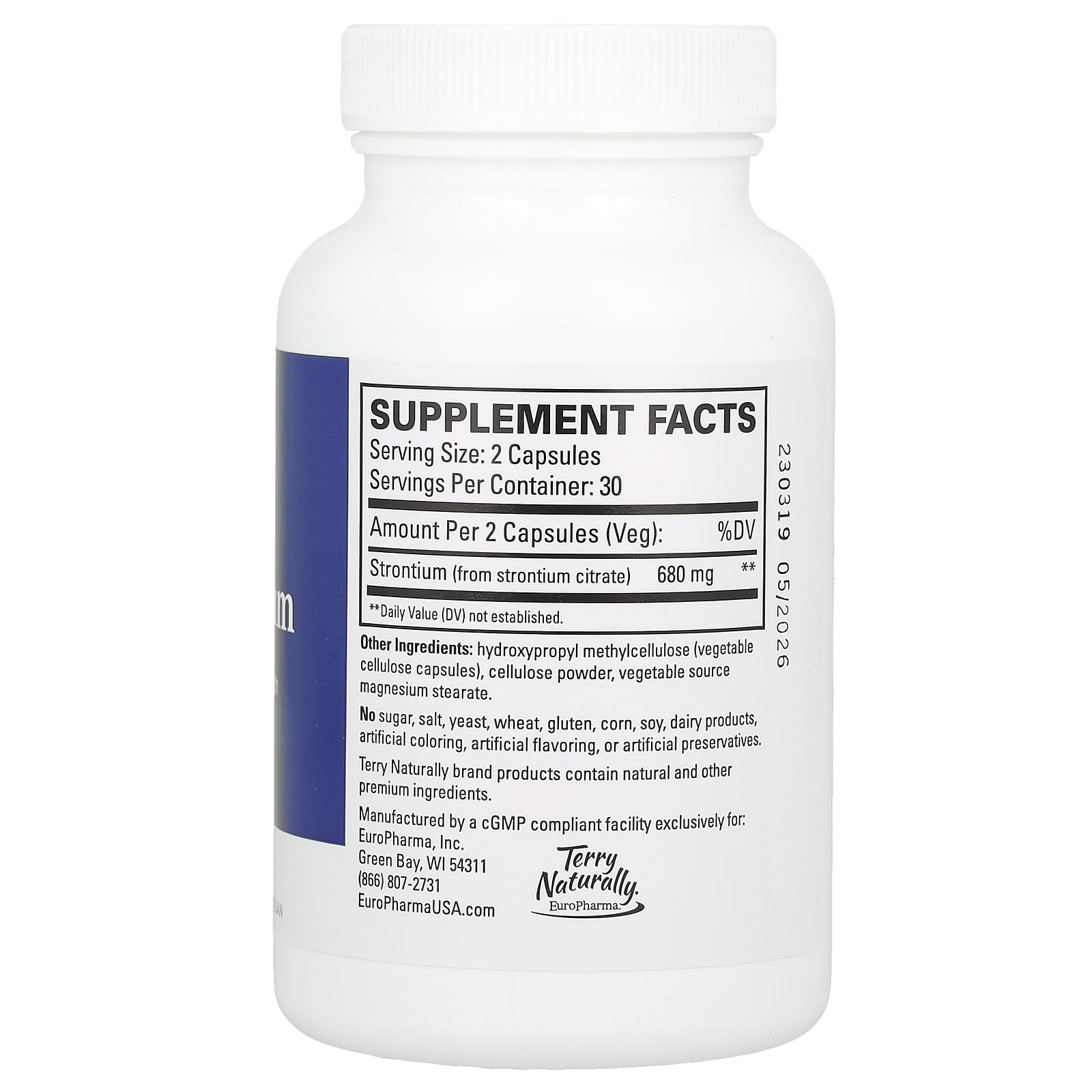Terry Naturally, Strontium, 60 Capsules (340 mg per Capsule) - Image 2