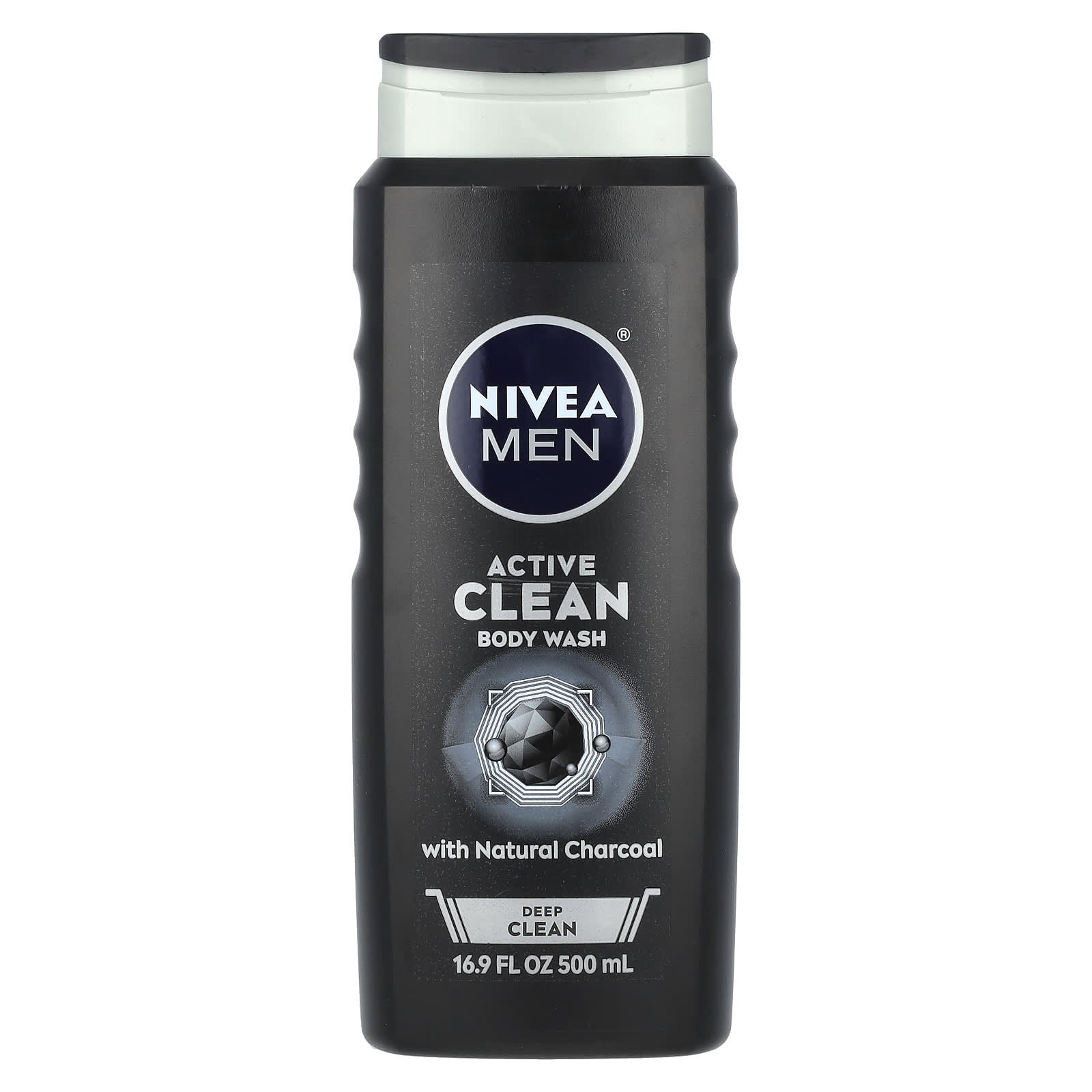 Nivea, Men, Active Clean Body Wash, With Natural Charcoal, Deep Clean, 16.9 fl oz (500 ml) - Image 1