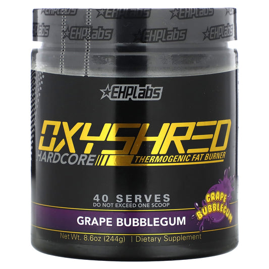 EHPlabs OxyShred Hardcore Thermogenic Fat Burner, Grape Bubblegum, 8.6 oz - Image 1