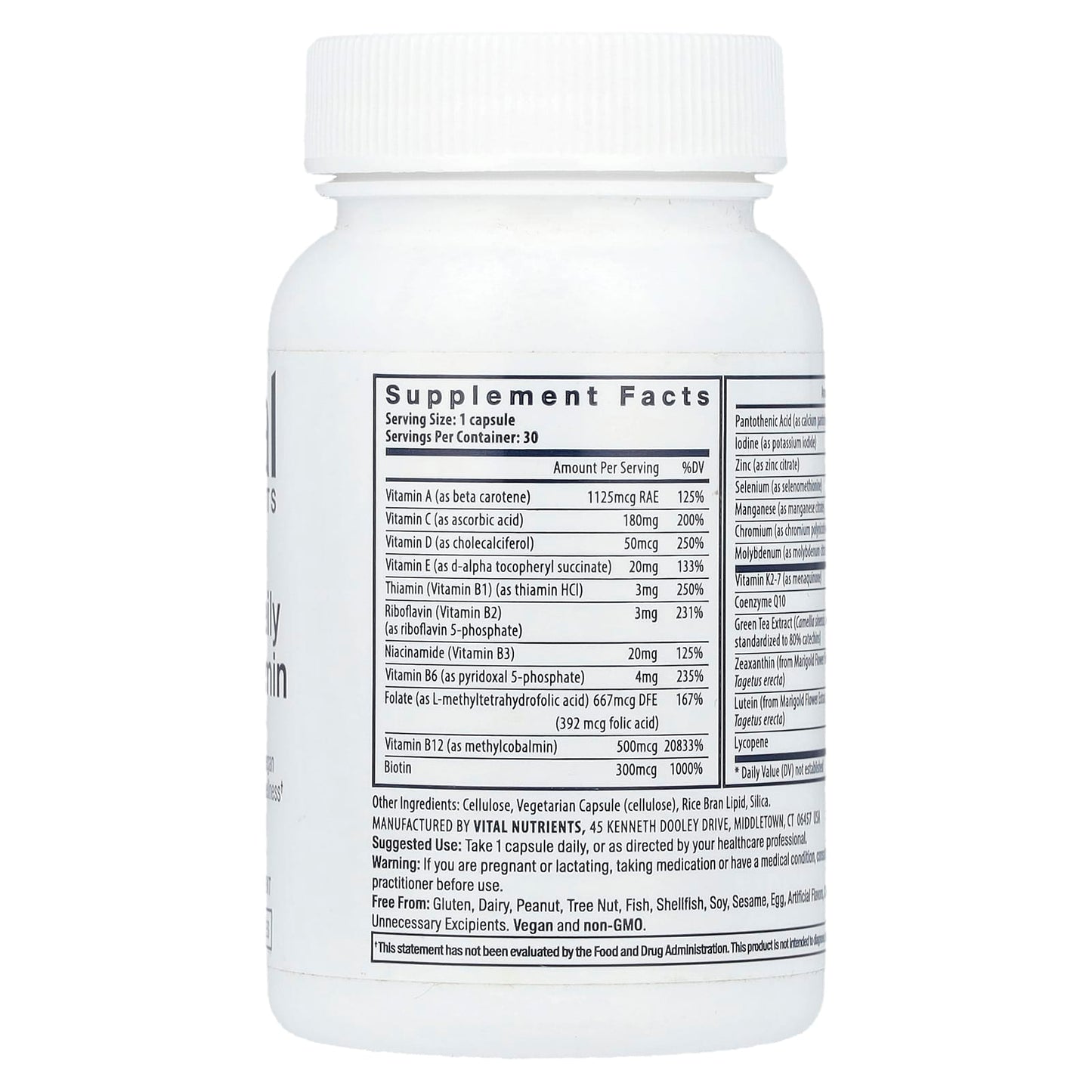Vital Nutrients, Once Daily Multivitamin, 30 Vegan Capsules - Image 2