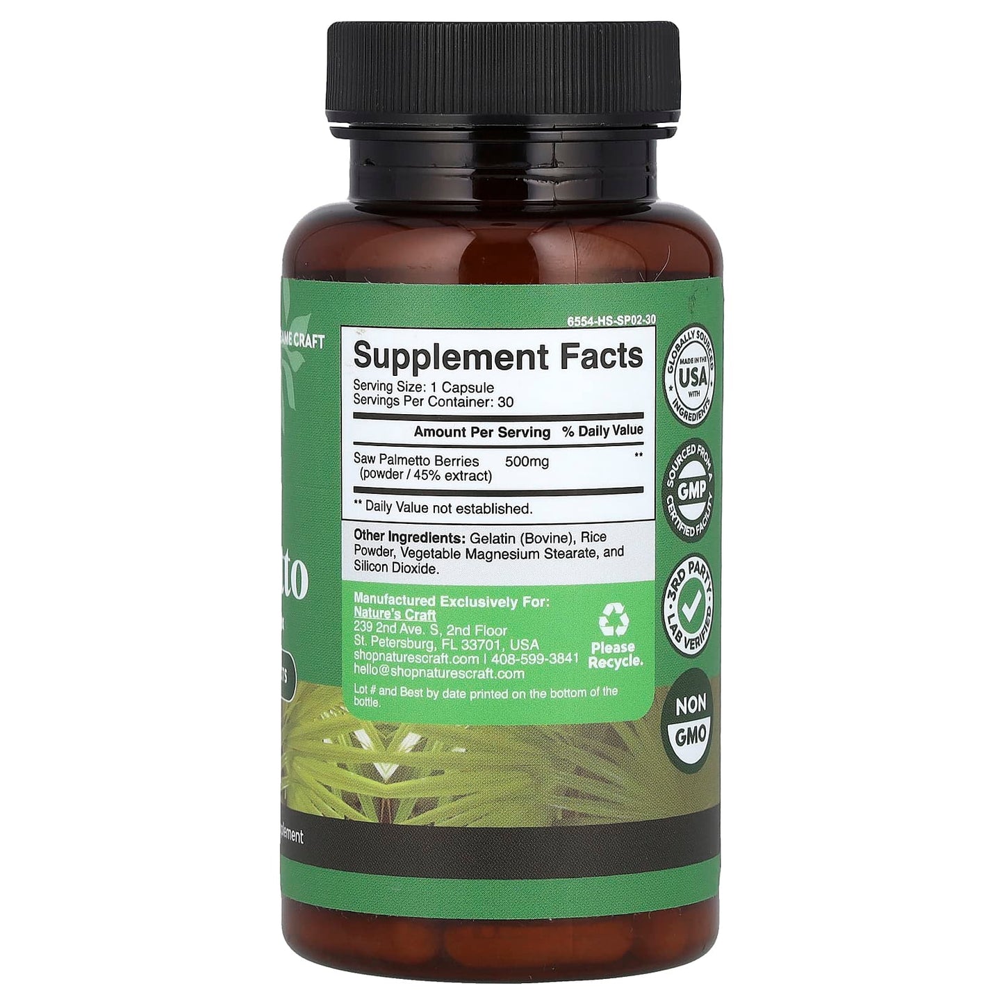 Nature's Craft, Saw Palmetto, 500 mg, 30 Capsules - Image 2