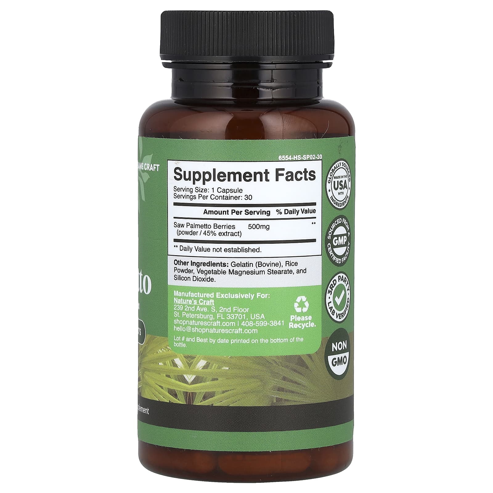 Nature's Craft, Saw Palmetto, 500 mg, 30 Capsules - Image 2
