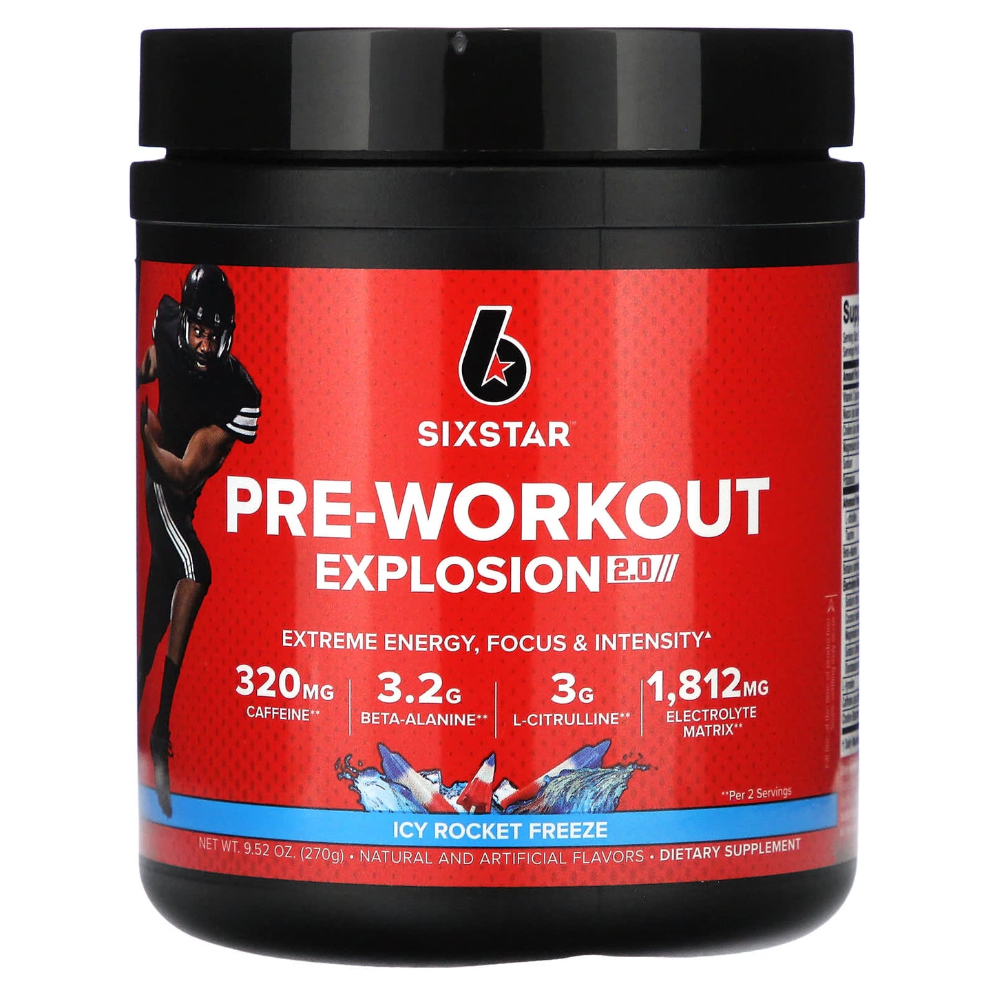 SIXSTAR, Pre-Workout Explosion 2.0, Icy Rocket Freeze, 9.52 oz (270 g) - Image 1