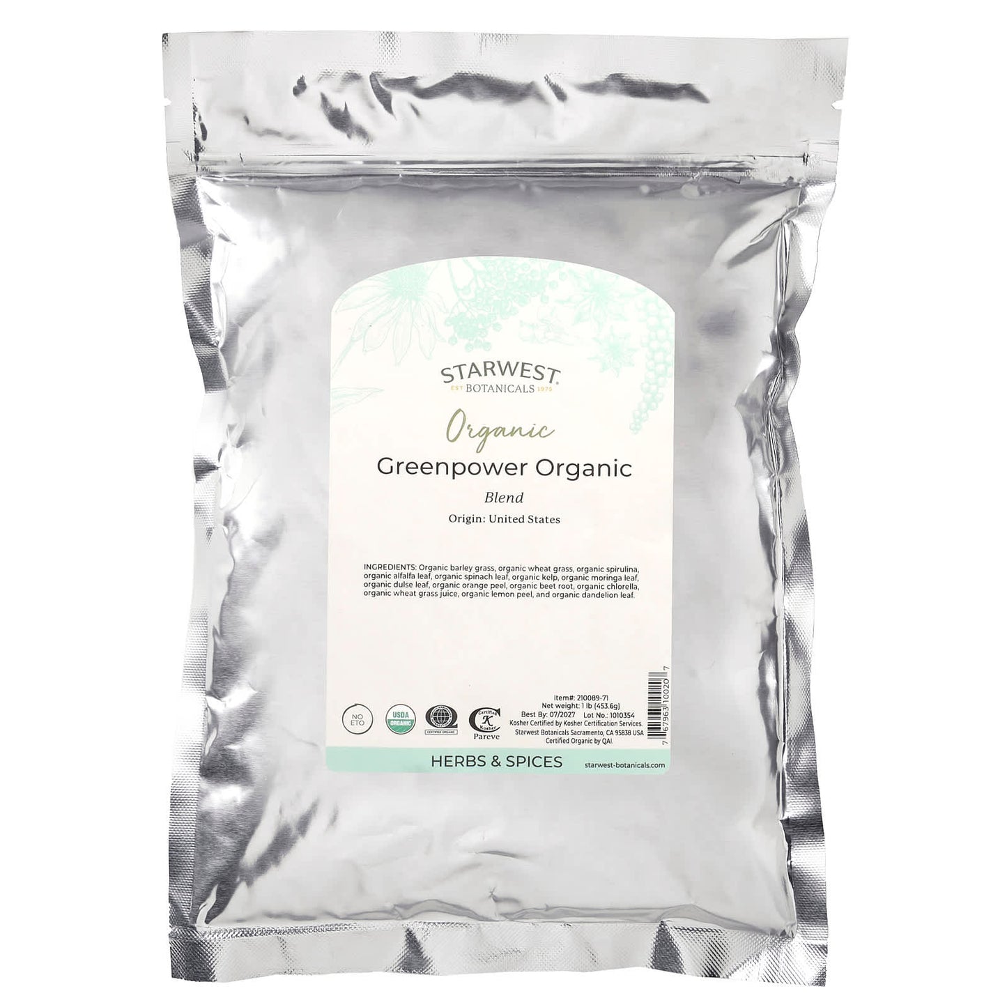 Starwest Botanicals, Organic Greenpower Blend, 1 lb (453.6 g) - Image 2