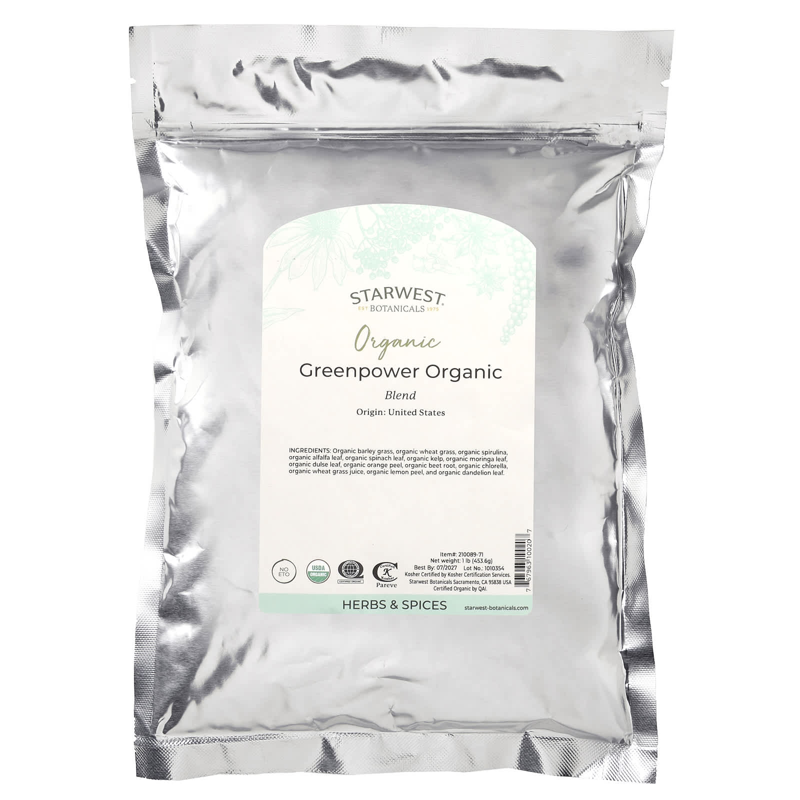 Starwest Botanicals, Organic Greenpower Blend, 1 lb (453.6 g) - Image 2