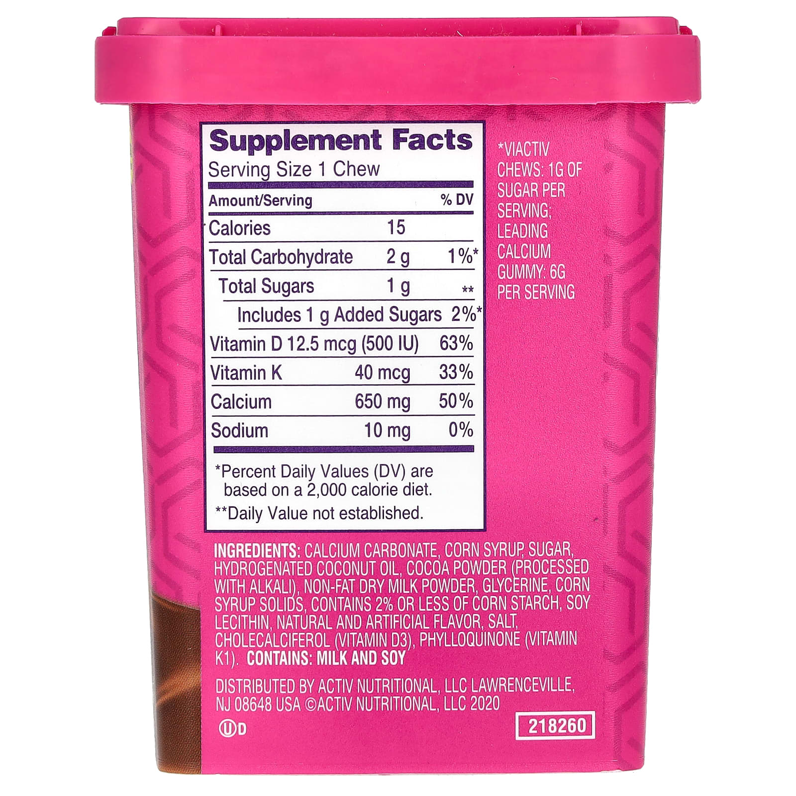 Viactiv, Calcium + Bone Strengthening, Max Formula, Milk Chocolate, 60 Soft Chews