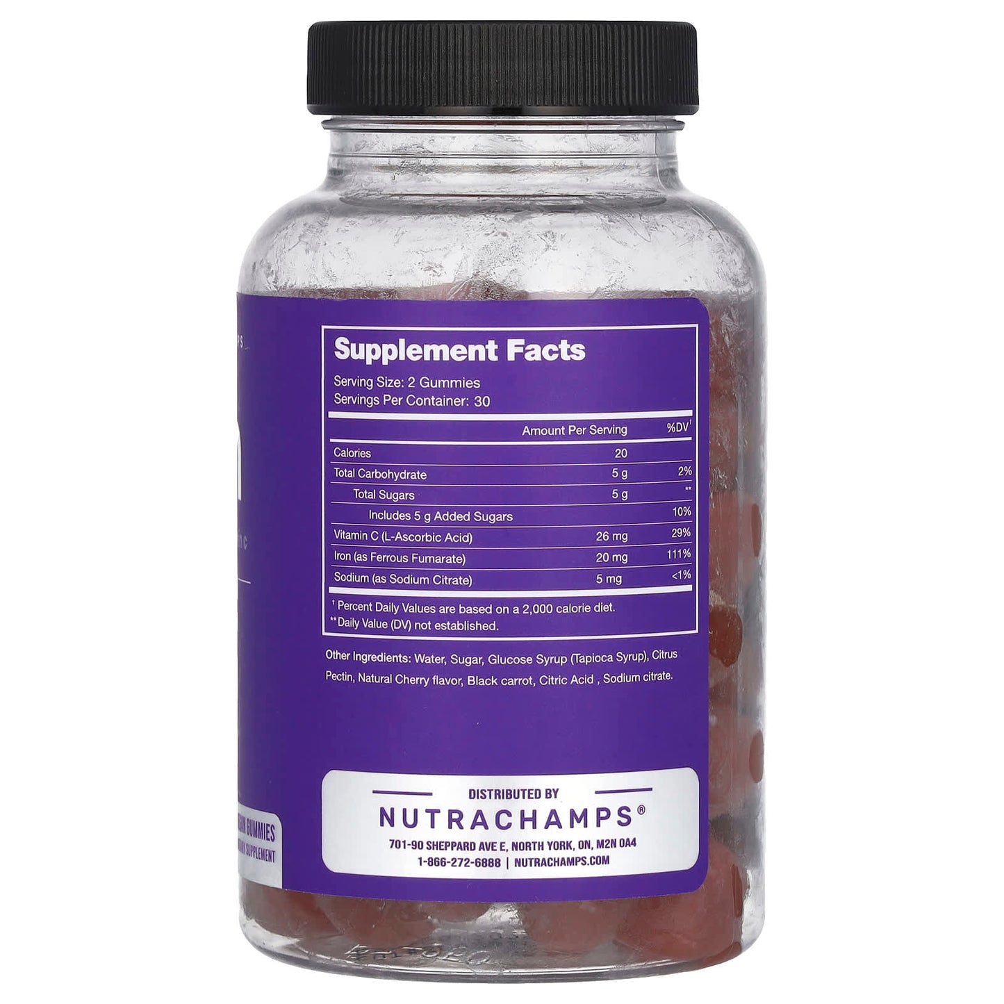 NutraChamps, Iron Gummies, Enhanced with Vitamin C, Natural Berry, 60 Vegan Gummies - Image 2