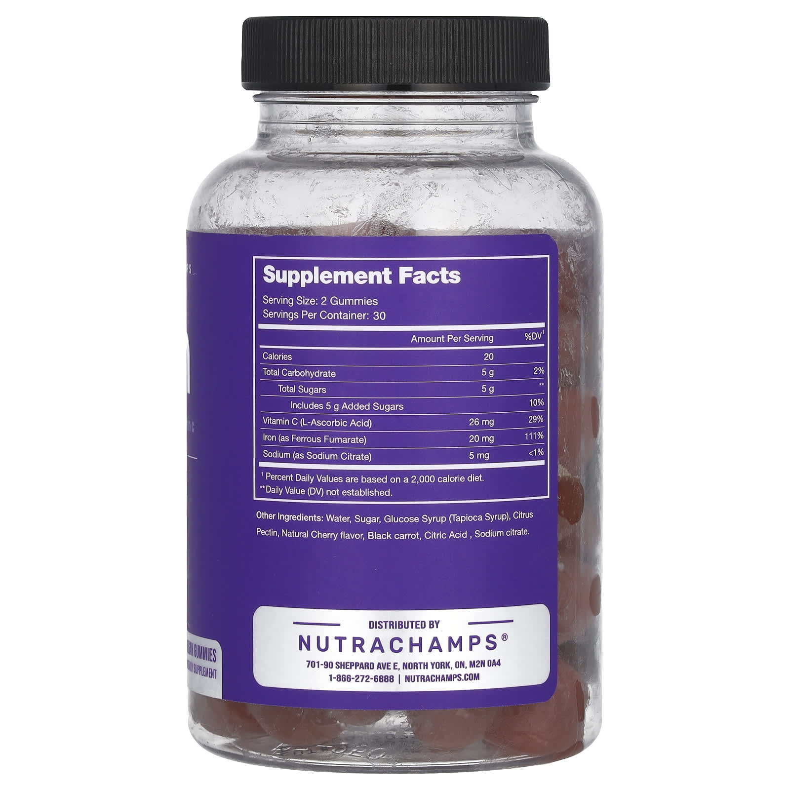 NutraChamps, Iron Gummies, Enhanced with Vitamin C, Natural Berry, 60 Vegan Gummies - Image 2