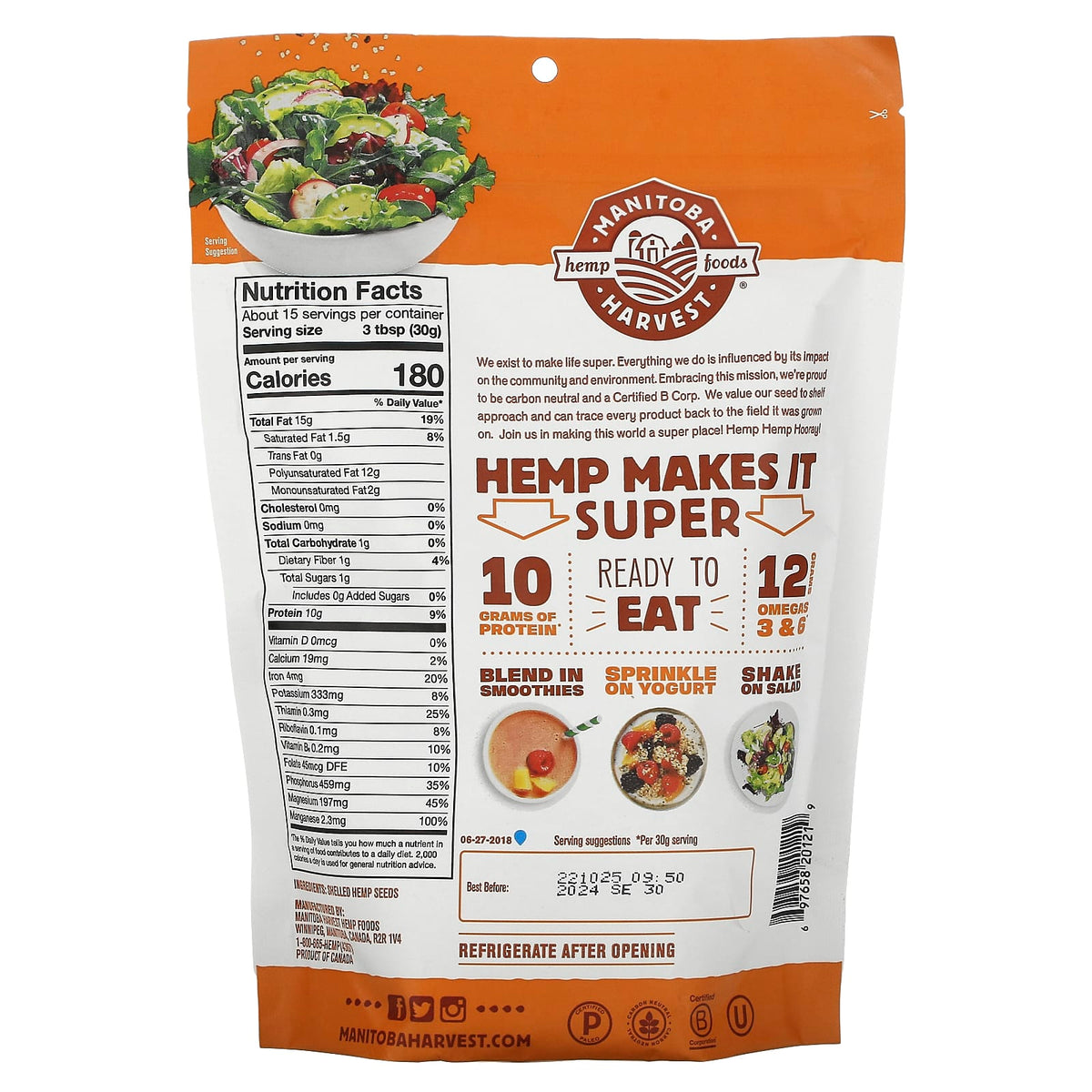 Manitoba Harvest, Hemp Hearts, Shelled Hemp Seeds, Delicious Nutty Flavor, 16 oz (454 g) - Image 2