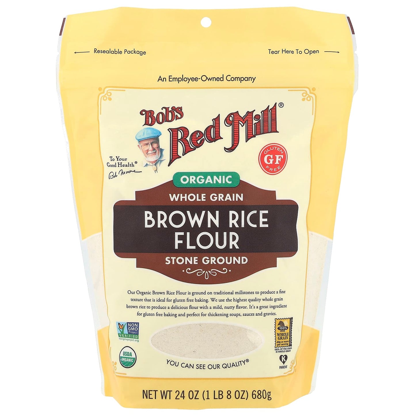 Gluten-Free Organic Brown Rice Flour by Bob's Red Mill, 24 oz - Image 1
