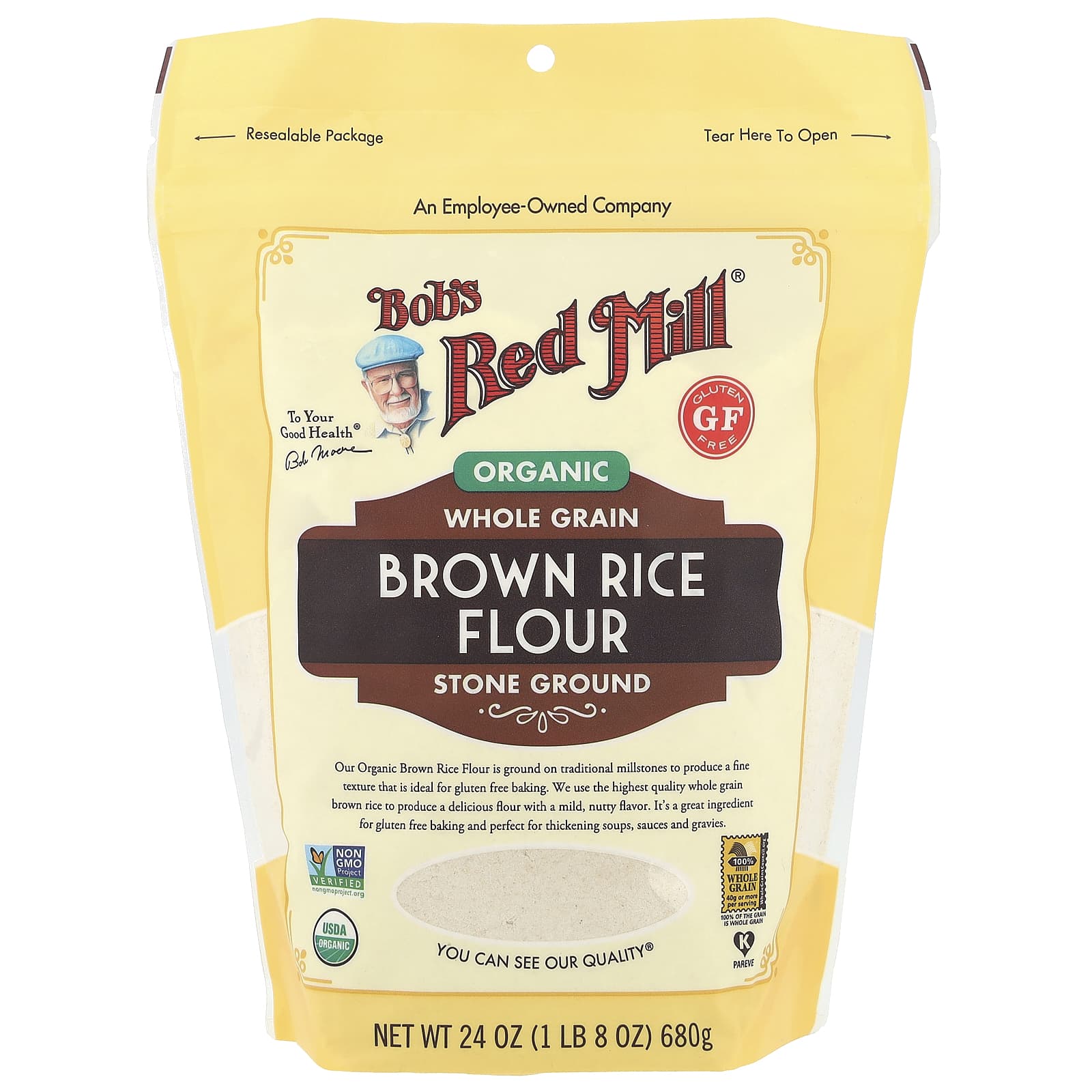 Gluten-Free Organic Brown Rice Flour by Bob's Red Mill, 24 oz - Image 1