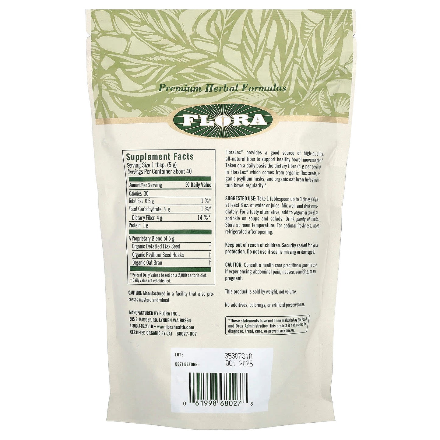 Certified Organic FloraLax, 7 oz - Healthy Bowel Movements & All-Natural Fiber - Image 2