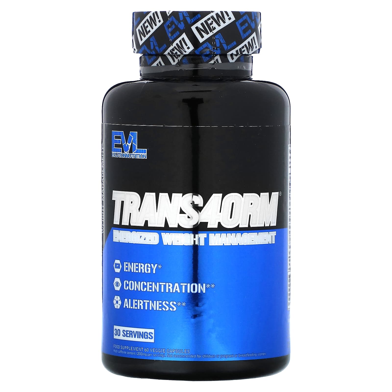 EVLution Nutrition Trans4orm Weight Management Supplement - 60 Veggie Capsules - Image 1