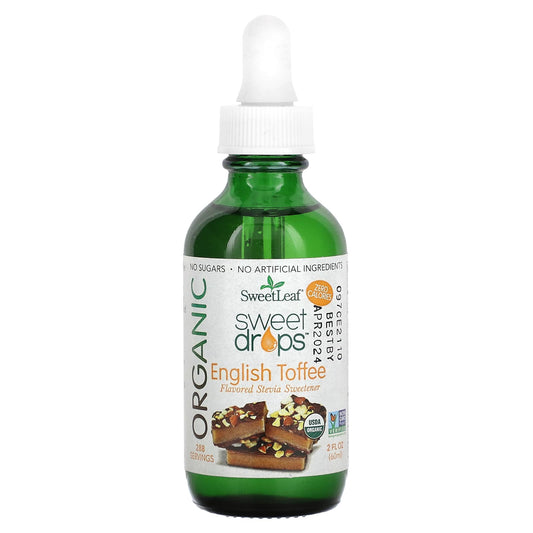 SweetLeaf Stevia, Organic Sweet Drops, English Toffee, 2 fl oz (60 ml) - Image 1