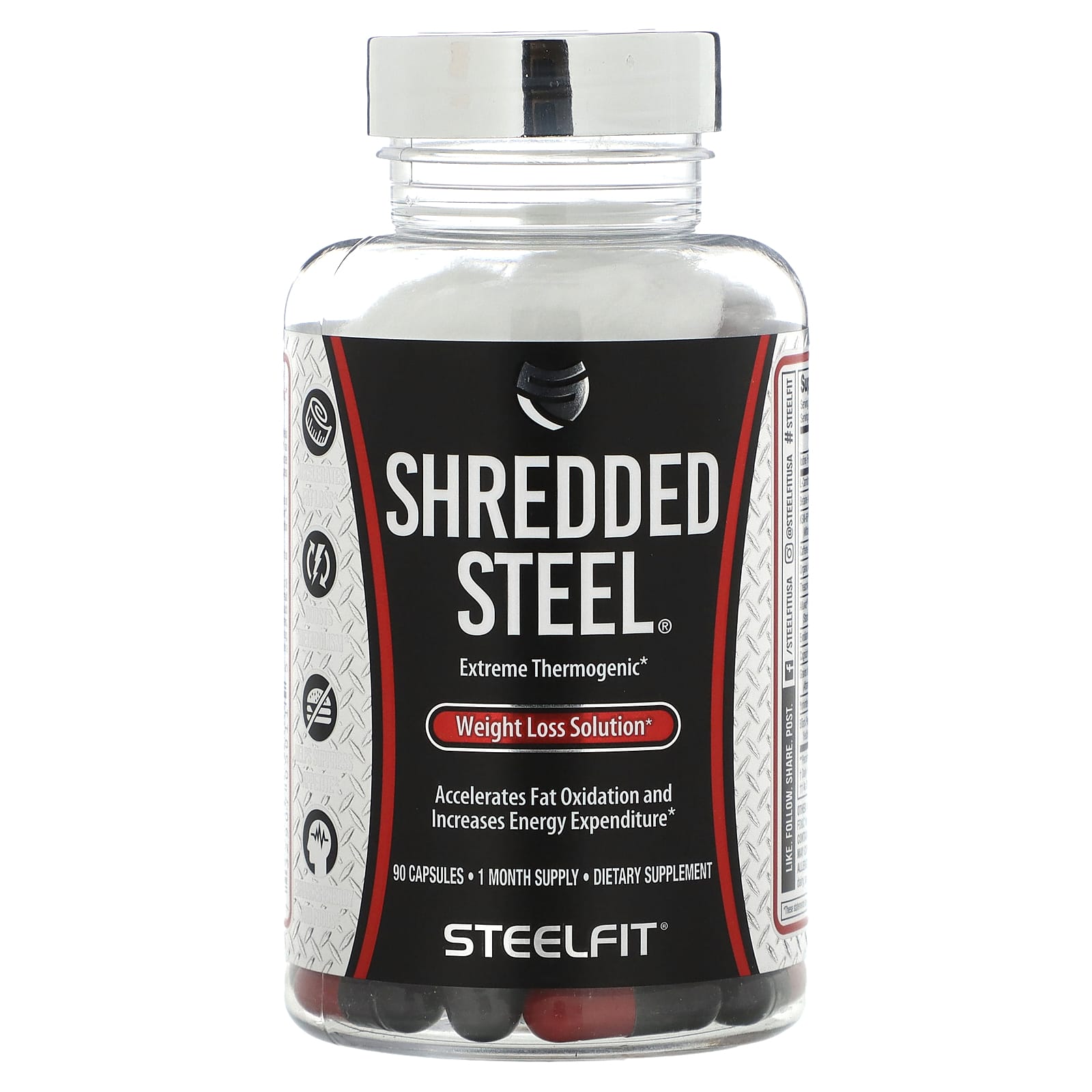SteelFit, Shredded Steel, Weight Loss Solution, 90 Capsules - Image 1