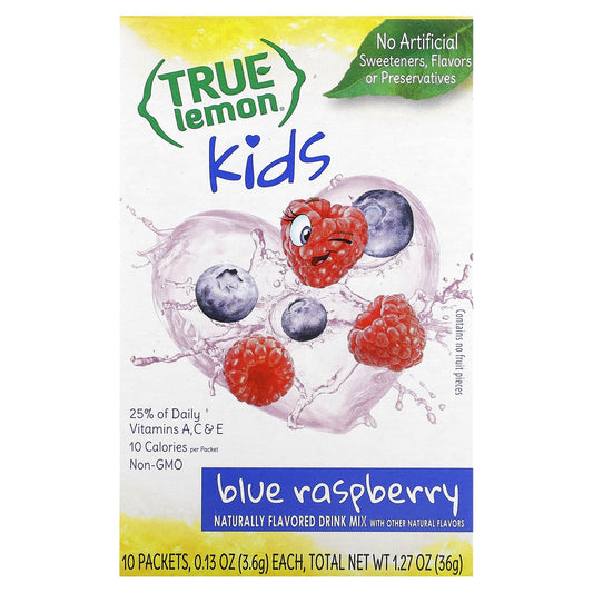 True Citrus, True Lemon, Kids Drink Mix, Blue Raspberry, 10 Packets, 0.13 oz (3.6 g) Each - Image 1