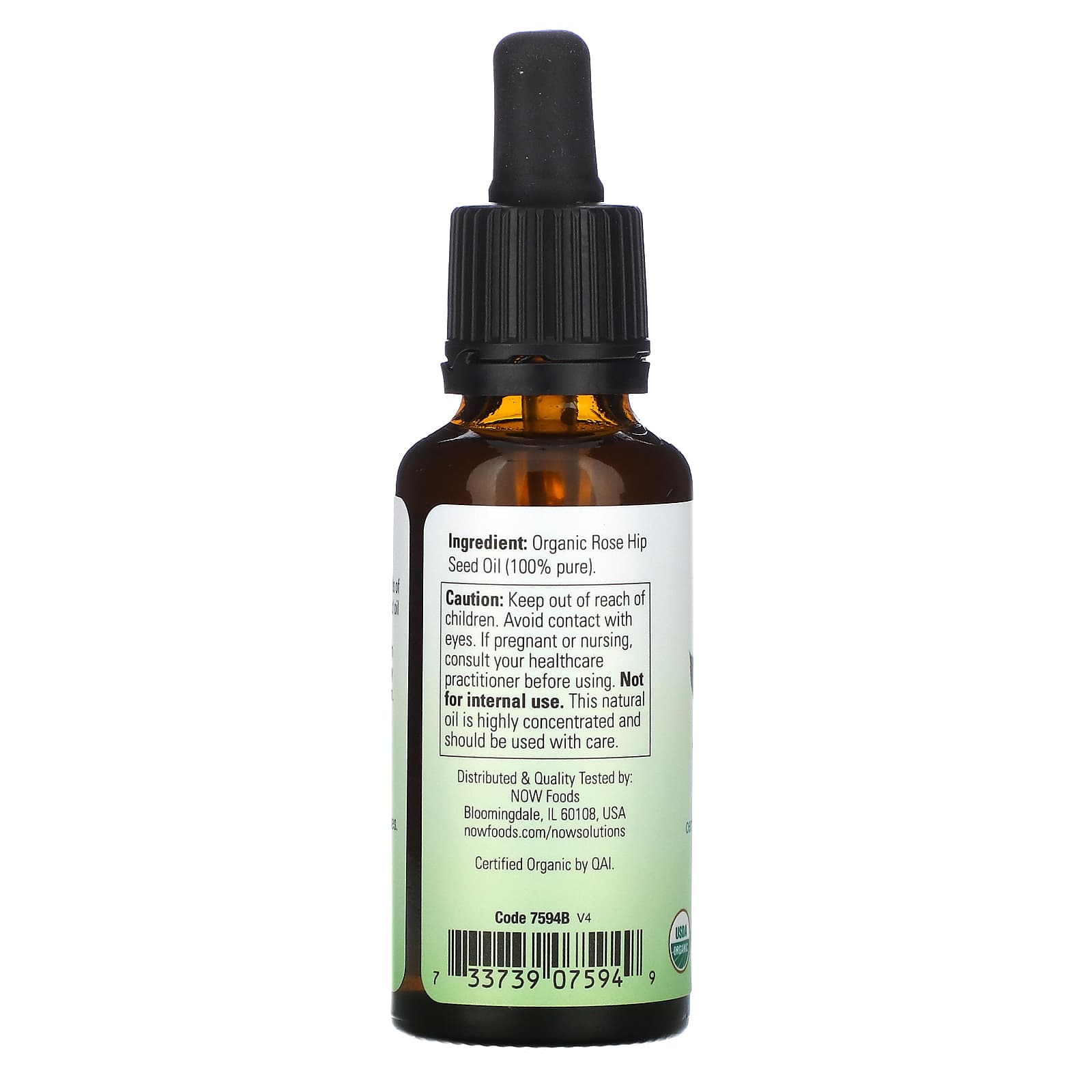 NOW Foods, Solutions, Certified Organic Rose Hip Seed Oil, 1 fl oz (30 ml) - Image 2