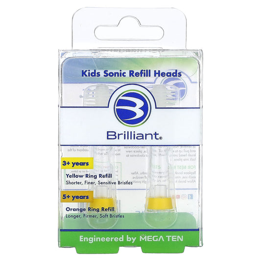 Baby Buddy Brilliant Kids Sonic Refill Heads for 3+ Years Yellow - Image 1