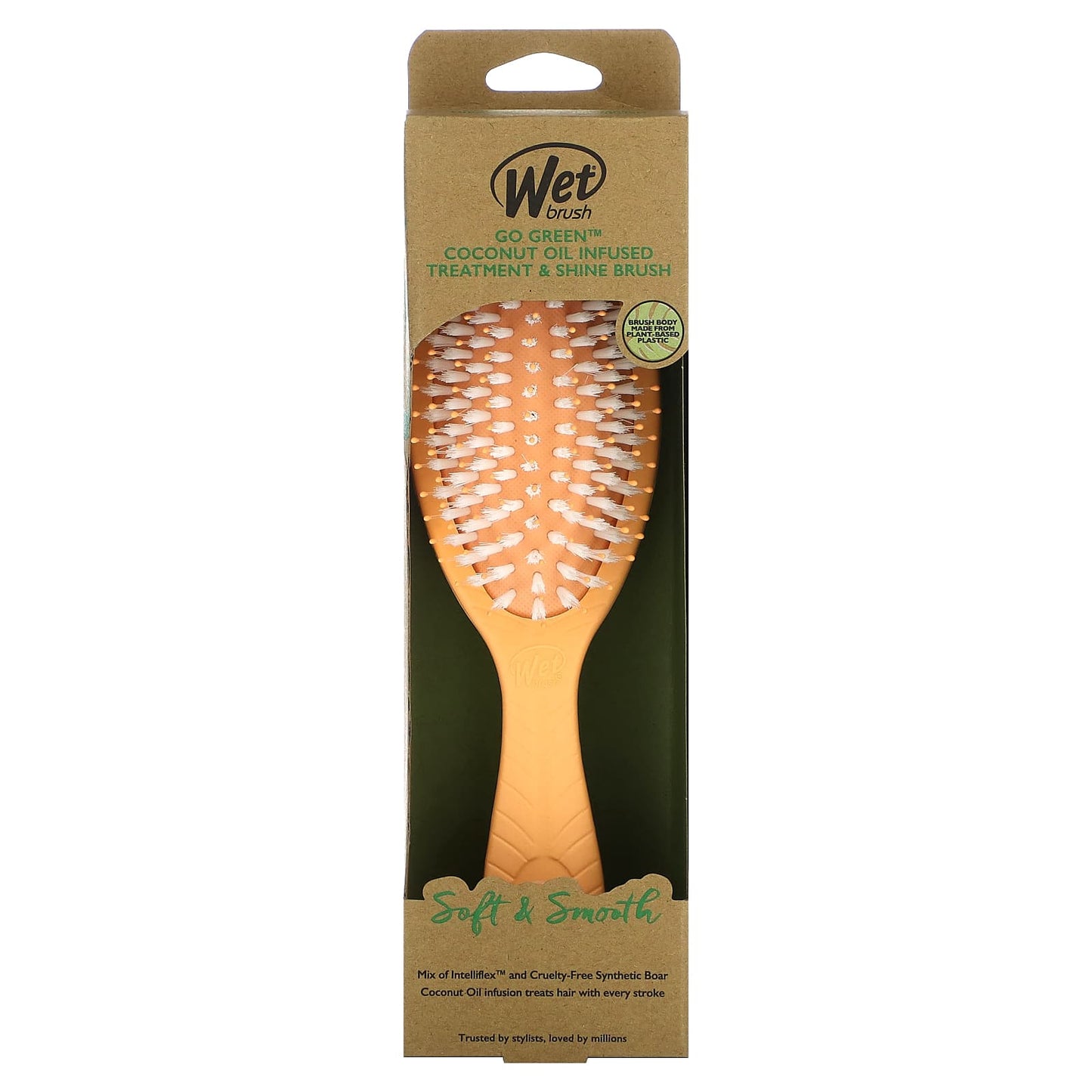 Wet Brush, Go Green Coconut Oil Infused Treatment & Shine Brush, Orange, 1 Brush - Image 2