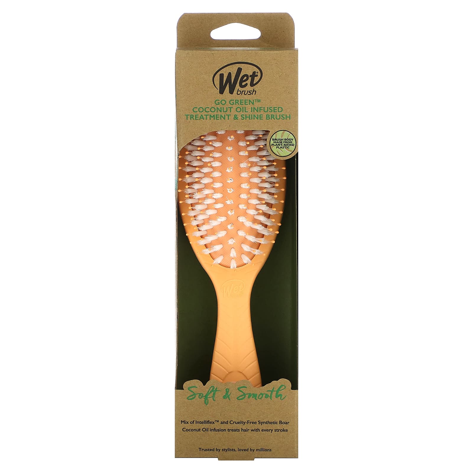 Wet Brush, Go Green Coconut Oil Infused Treatment & Shine Brush, Orange, 1 Brush - Image 2