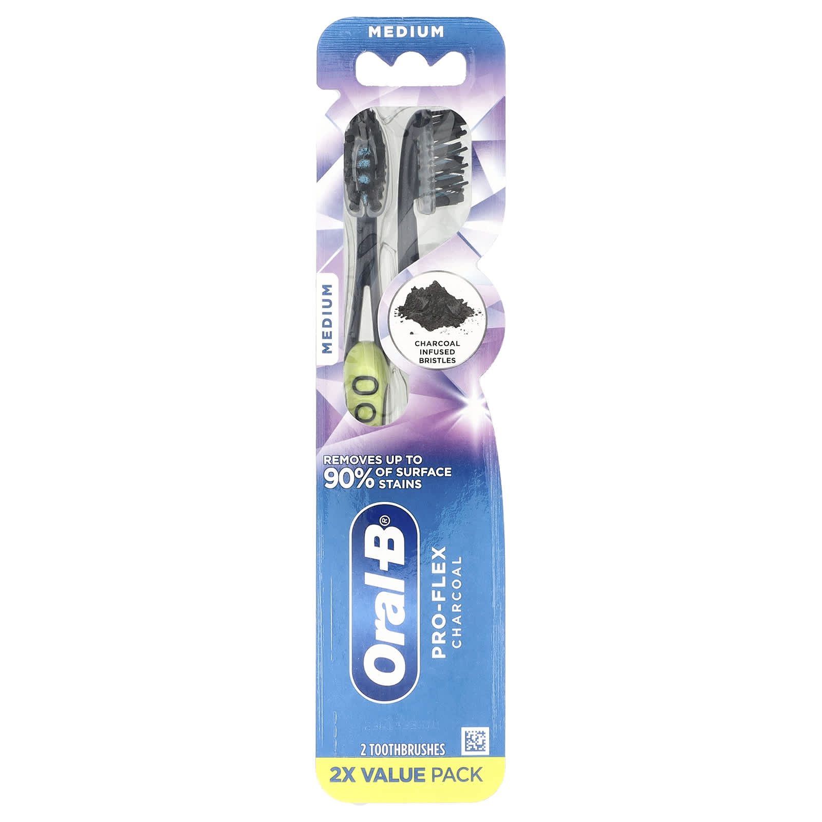 Oral-B, Pro-Flex Charcoal Toothbrush, Medium, 2 Pack - Image 1