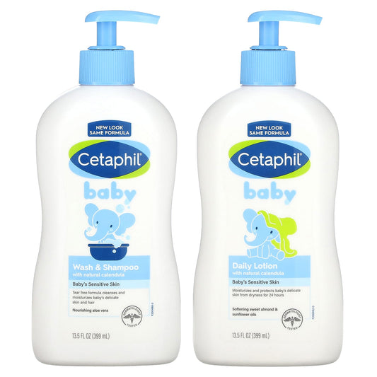 Cetaphil Baby Healthy Skin Essentials Set, 2 Piece - Tear-Free & Hypoallergenic - Image 1