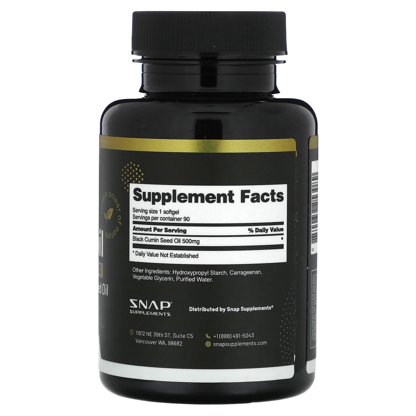 Snap Supplements, Black Seed Oil, 500 mg, 90 Softgel Capsules - Image 2
