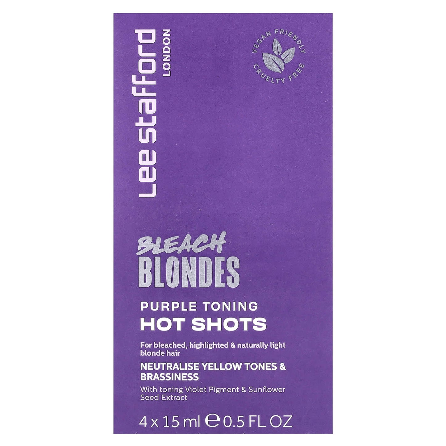 Lee Stafford, Bleach Blondes, Purple Toning Hot Shots, 4 Sachets, 0.5 fl oz (15 ml) - Image 1