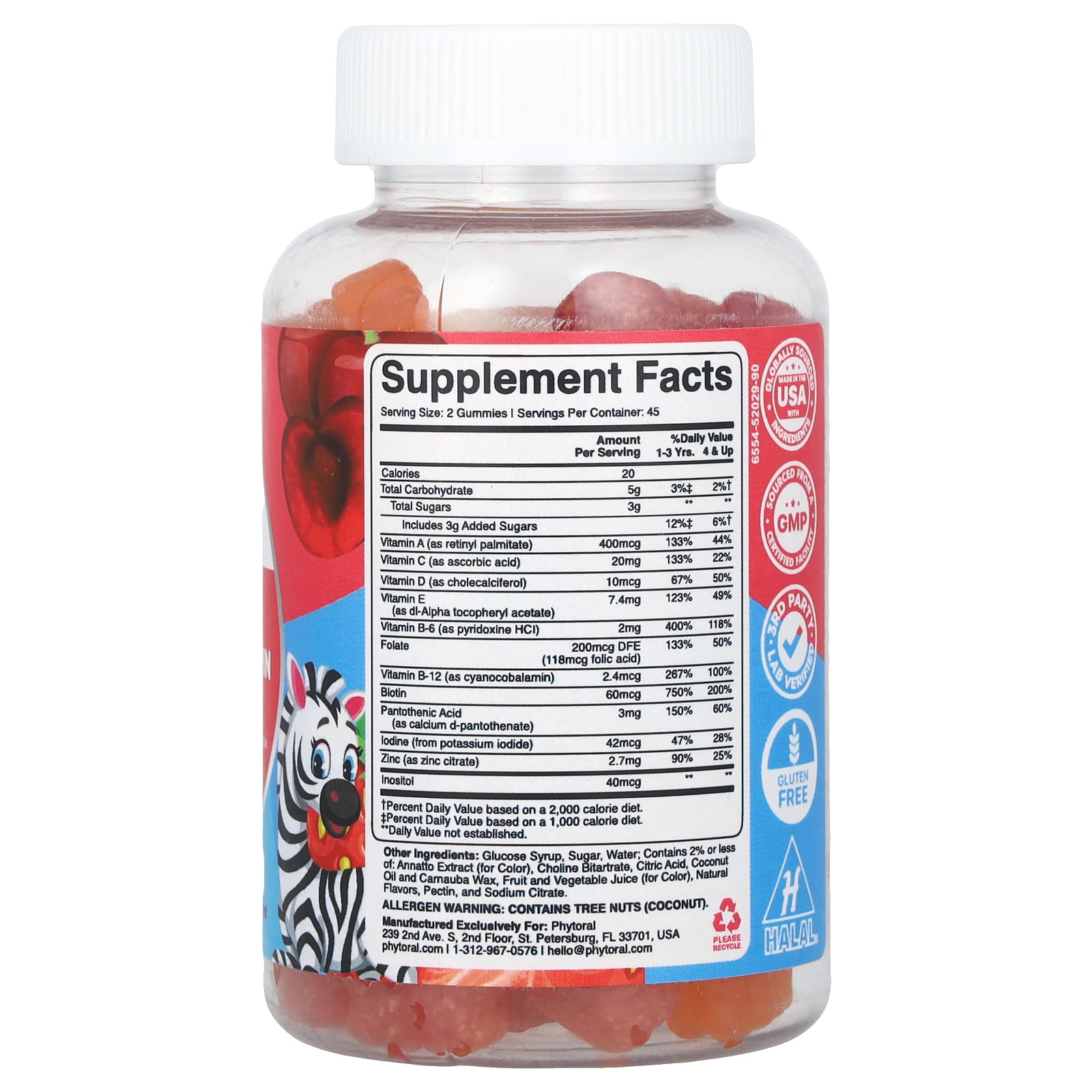 Phytoral, Kids, Multivitamin Gummies, Cherry, Strawberry & Orange, 90 Gummies - Image 2