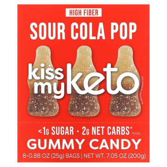 Kiss My Keto, Gummy Candy, Sour Cola Pop, 8 Bags, 0.88 oz (25 g) Each - Image 1
