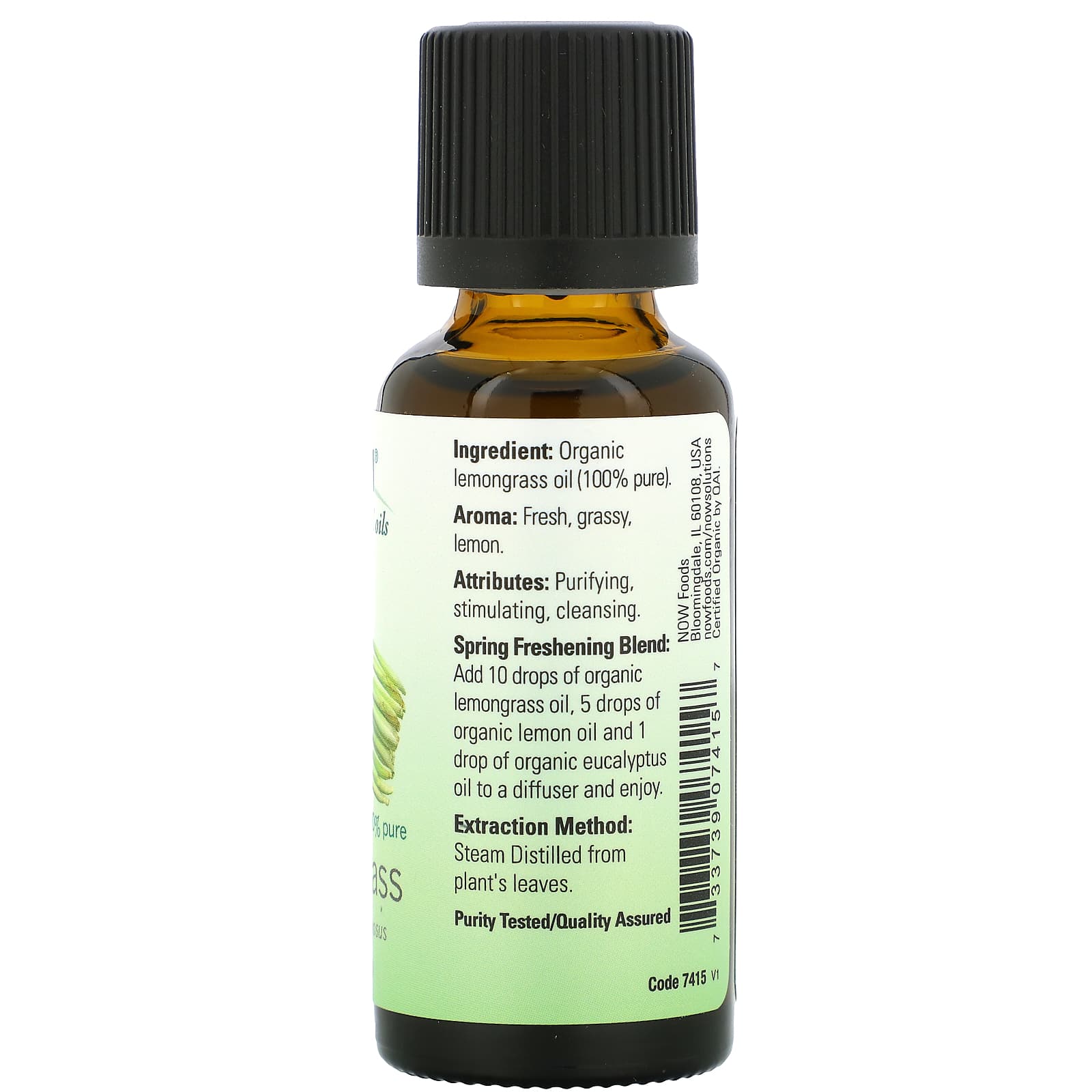 NOW Foods, Organic Essential Oils, Lemongrass, 1 fl oz (30 ml) - Image 2