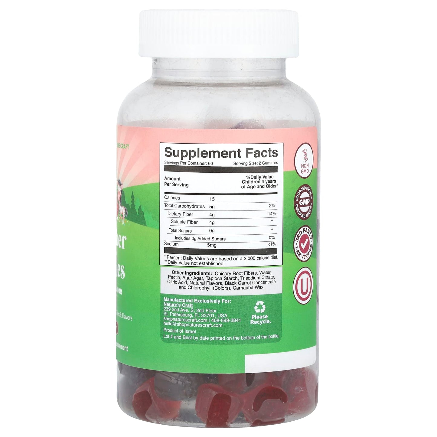 Nature's Craft, Kids Fiber Gummies, Sugar Free, Mixed Berry, 120 Gummies - Image 2
