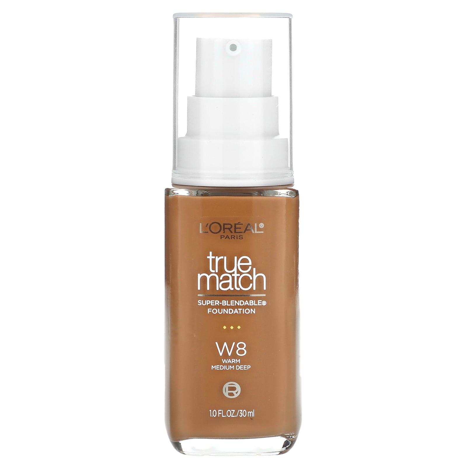 L'Oréal, True Match, Super-Blendable Foundation, W8 Warm Medium Deep, 1 fl oz (30 ml) - Image 1