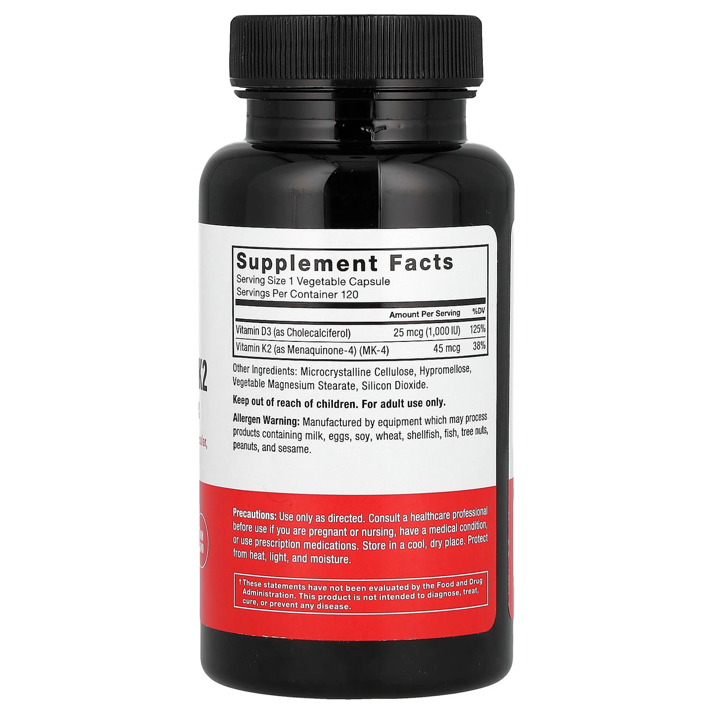 Force Factor, Vitamin D3 & K2 , 120 Vegetable Capsules