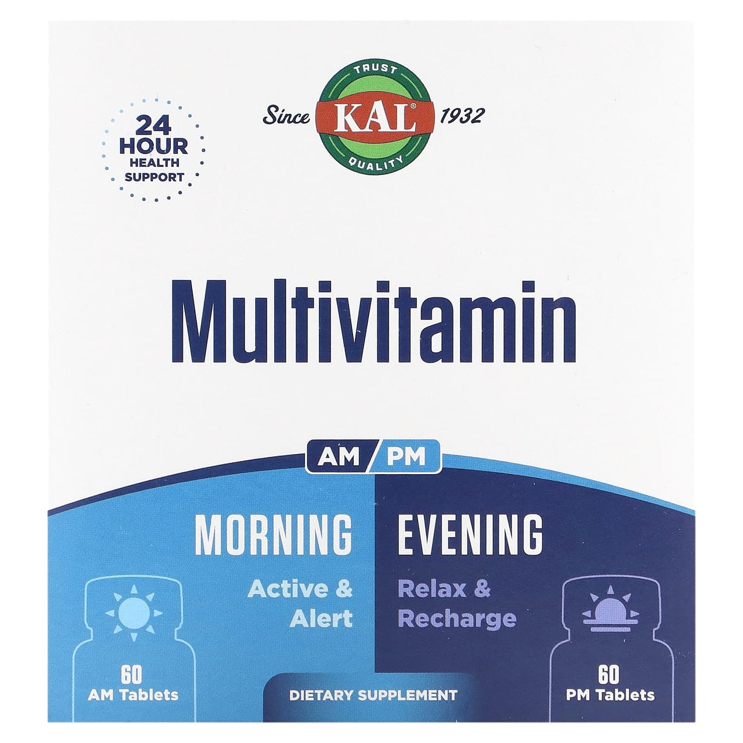 KAL, Multivitamin, Morning & Evening, 2 Pack, 60 Tablets Each - Image 1