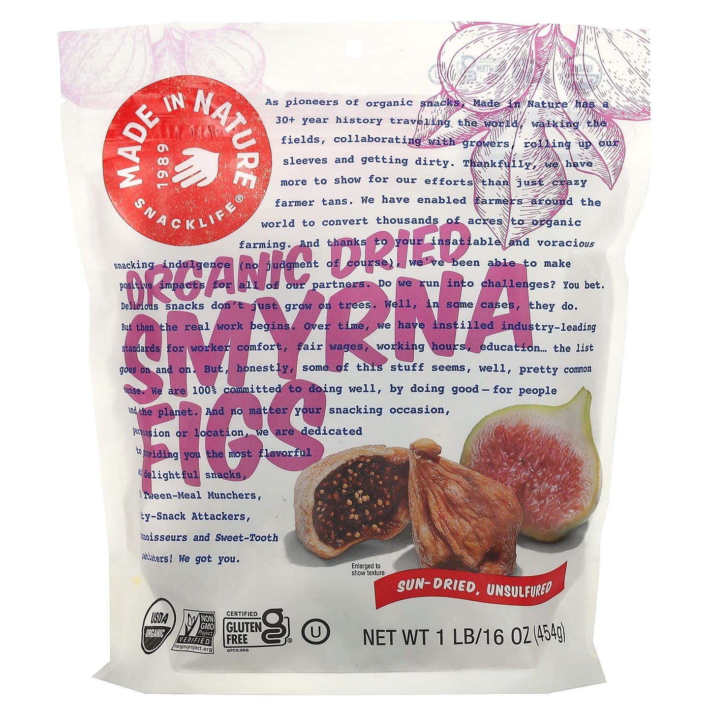 Made in Nature, Organic Dried Smyrna Figs, Sun-Dried, Unsulfured, 1 lb (454 g) - Image 1
