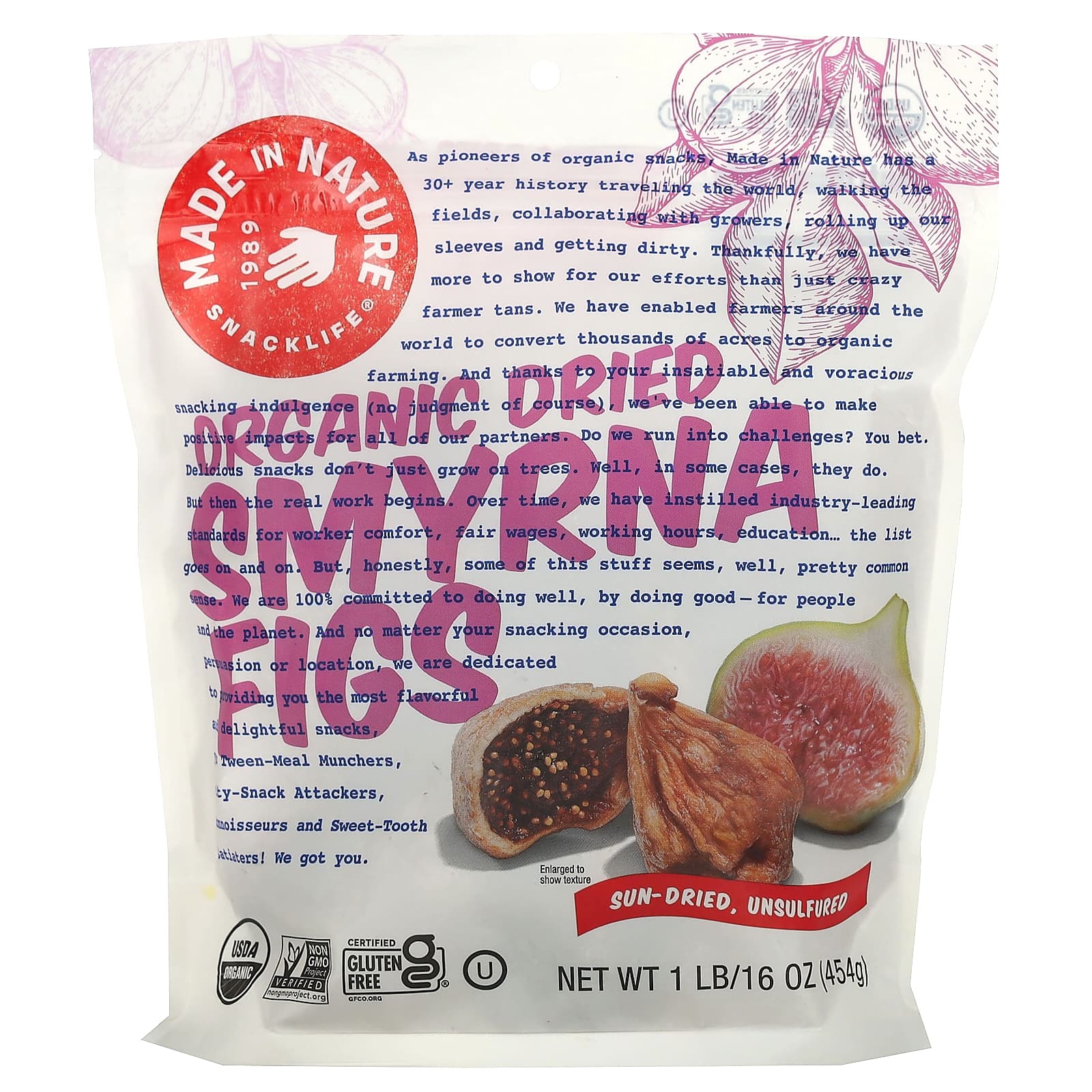 Made in Nature, Organic Dried Smyrna Figs, Sun-Dried, Unsulfured, 1 lb (454 g) - Image 1