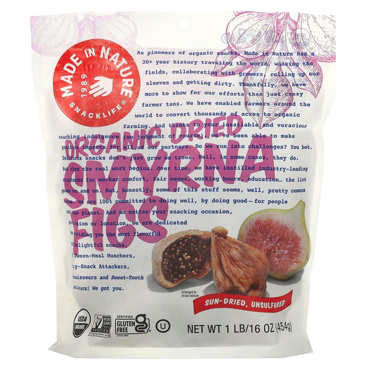Made in Nature, Organic Dried Smyrna Figs, Sun-Dried, Unsulfured, 1 lb (454 g) - Image 1