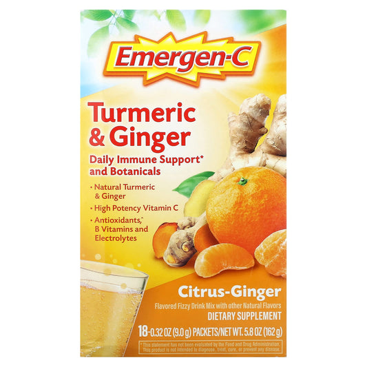 Boost Immunity with Emergen-C Turmeric & Ginger Drink Mix - 18 Packets - Image 1