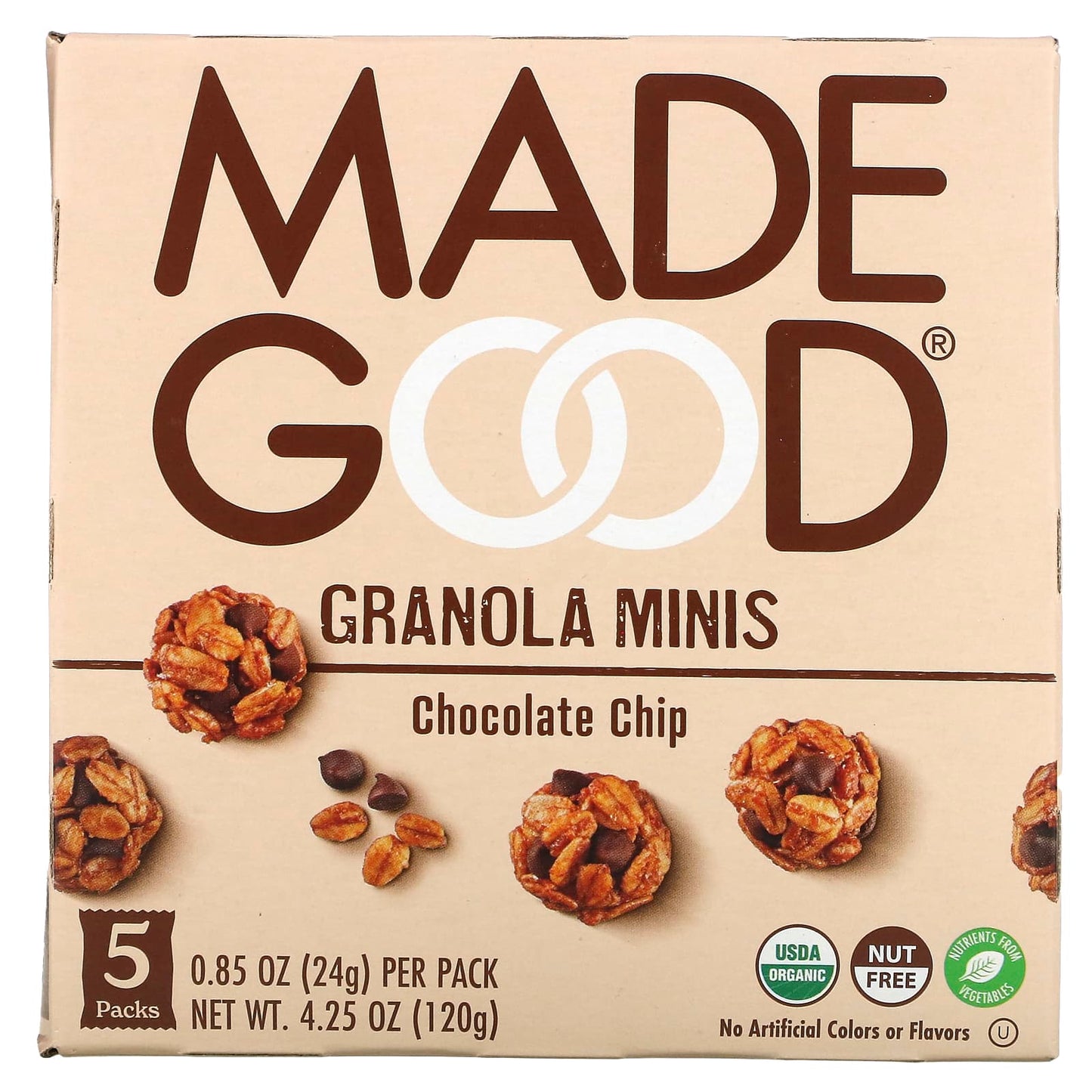MadeGood, Granola Minis, Chocolate Chip, 5 Packs, 0.85 oz (24 g) Each - Image 1