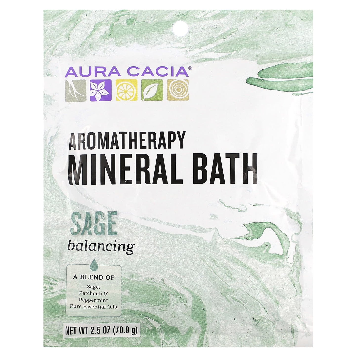 Aura Cacia Sage Aromatherapy Mineral Bath for Relaxation 2.5oz - Image 1