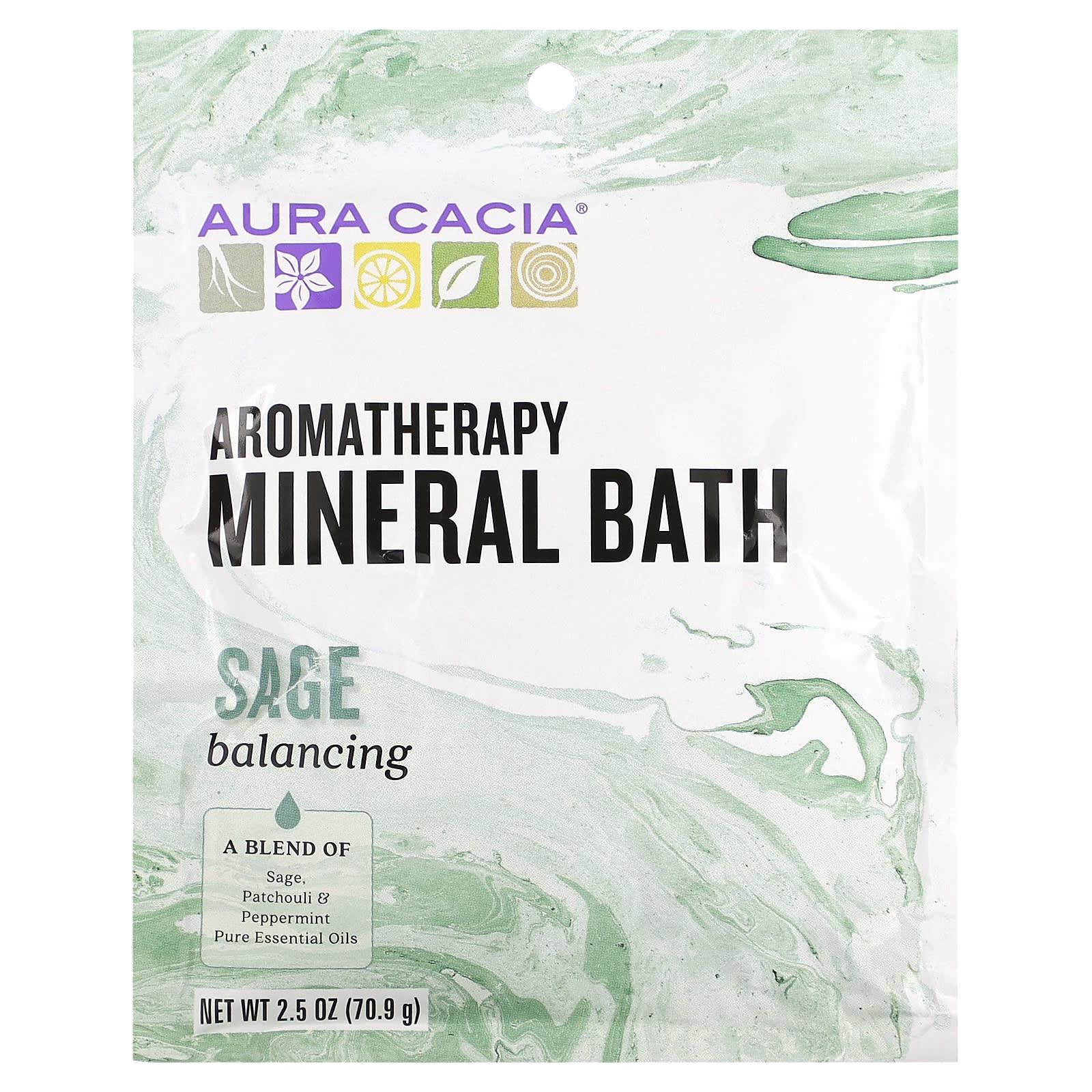 Aura Cacia Sage Aromatherapy Mineral Bath for Relaxation 2.5oz - Image 1