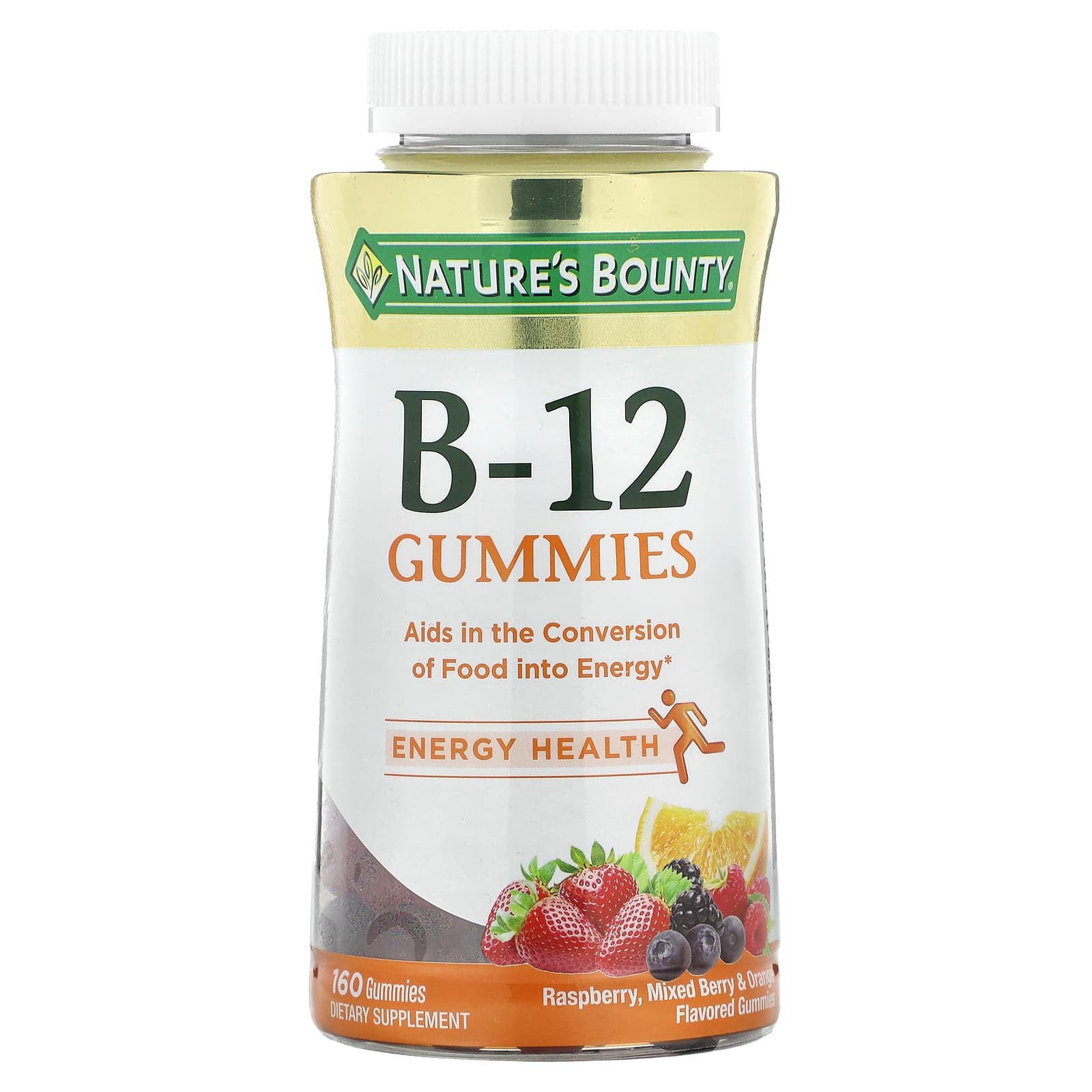 Nature's Bounty, B-12 Gummies, Raspberry, Mixed Berry & Orange, 160 Gummies (250 mcg per Gummy) - Image 1