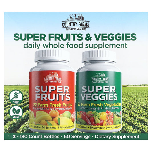 Country Farms Super Fruits & Veggies Supplement, 2 Pack, 360 Capsules - Image 1