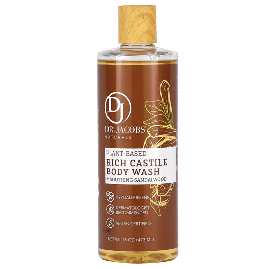 Plant-Based Rich Sandalwood Castile Body Wash 16oz - Image 1