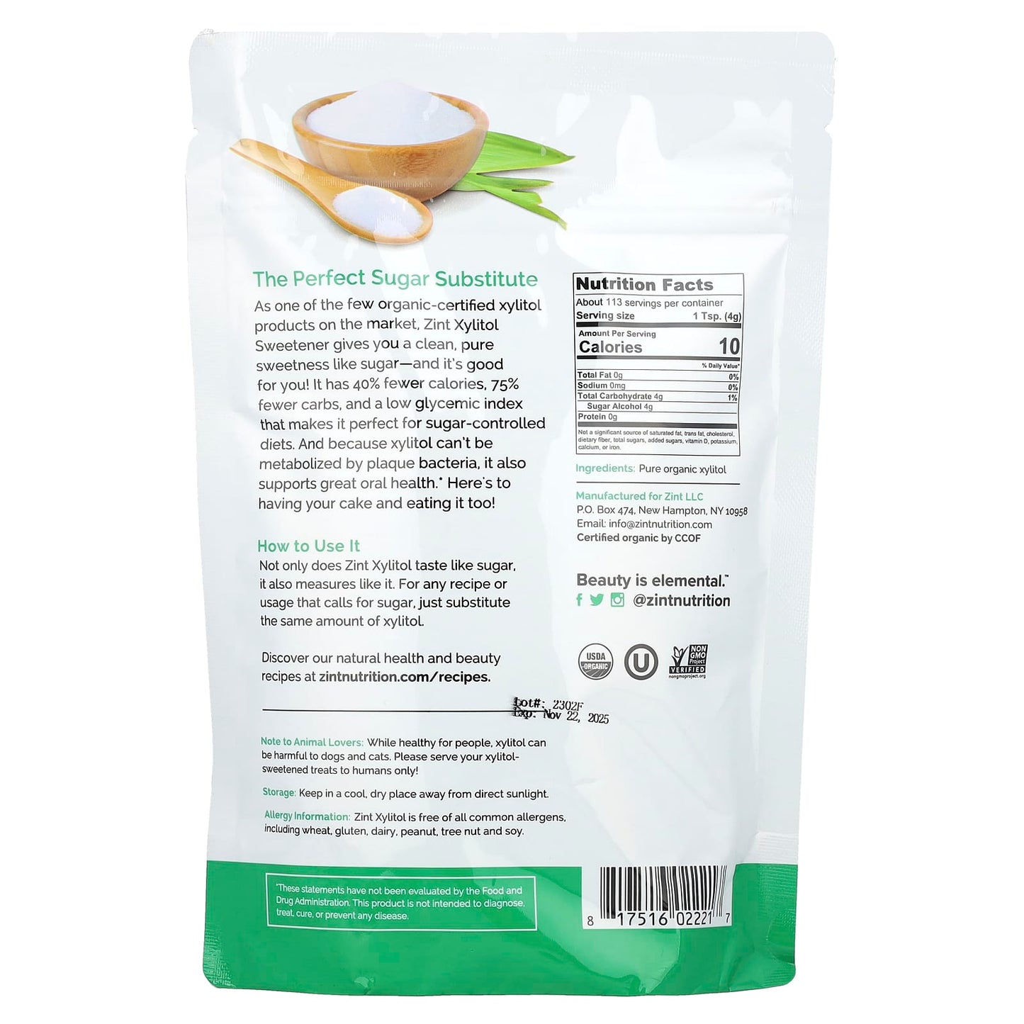 Zint, Organic Xylitol Sweetener, 16 oz (454 g) - Image 2